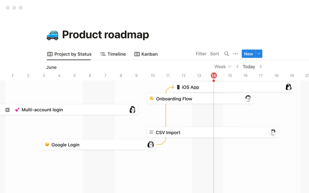 Notion Projects product roadmap